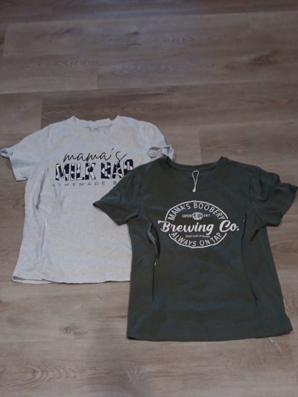Mama's Milk Bar & Brewing Co. Graphic Tee Duo - White & Olive Breastfeeding Tops